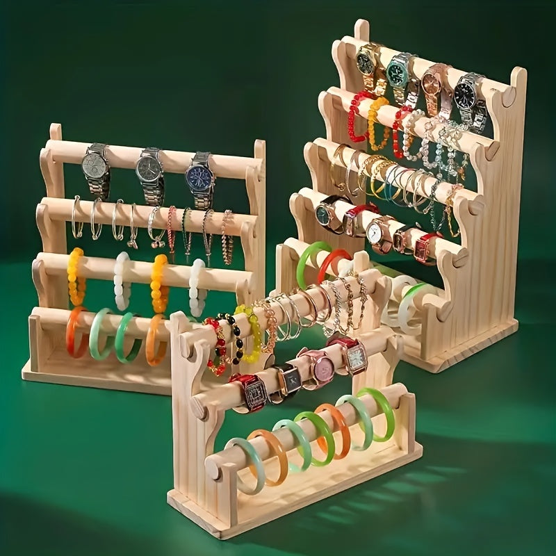 Деревянная подставка для украшений с несколькими уровнями для организации аксессуаров
