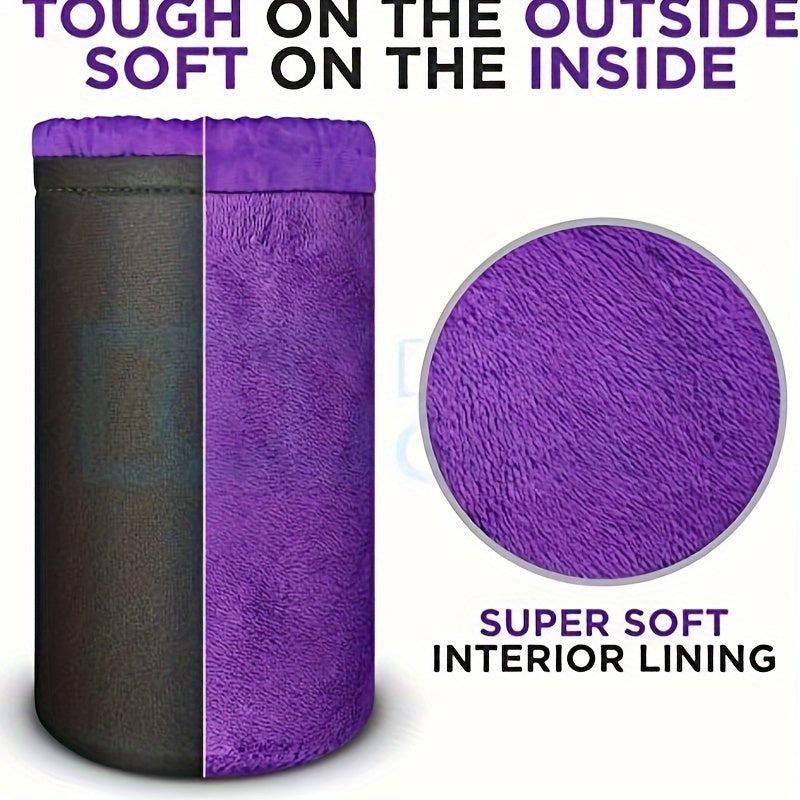 Estuche para lente de cámara de tela sintética impermeable con forro de felpa y cierre de cordón