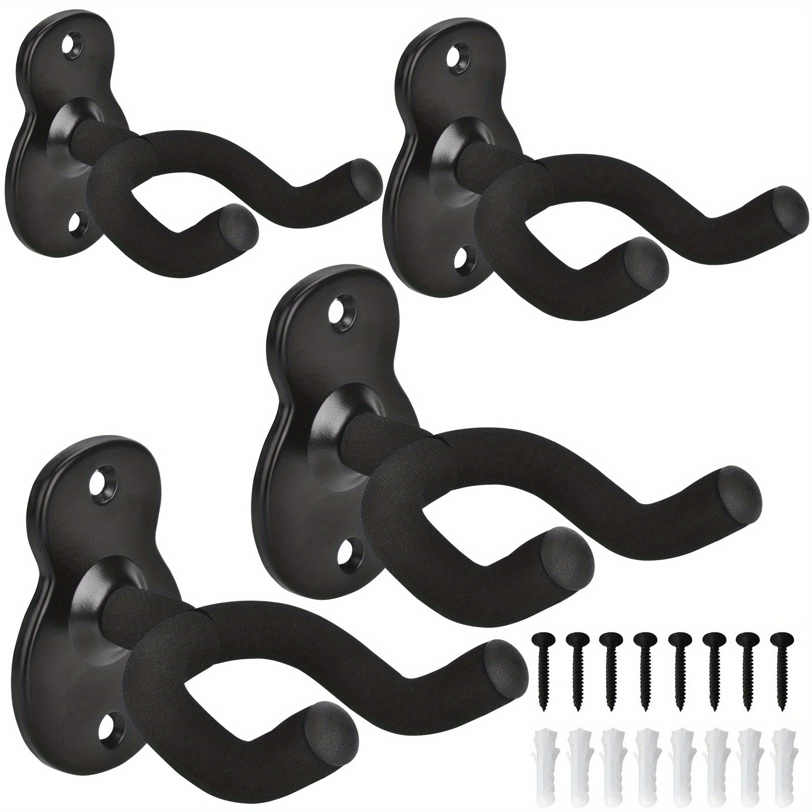 Wall Mounted Guitar Hooks Pack of 2 3 or 4 Black Iron Wall Mount for Folk Bass Electric Classical Guitars