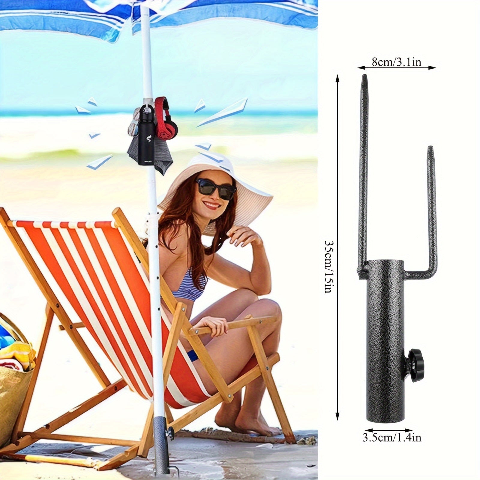 Heavy-Duty Steel Umbrella Base Stand for Outdoor Use Fits 28-32mm Poles