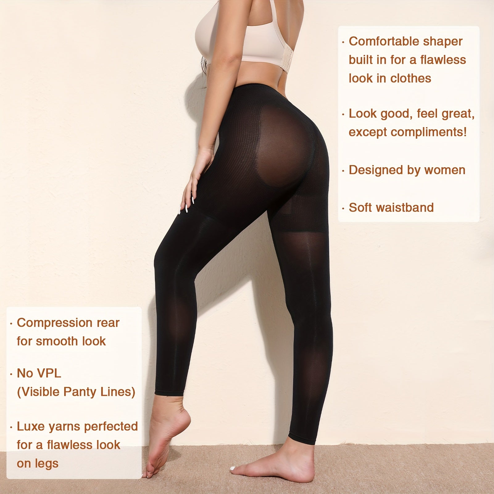 Graduated Compression Tights for Women and Men 15-20 mmHg High Waist Butt Lift Waist Control Nylon Spandex