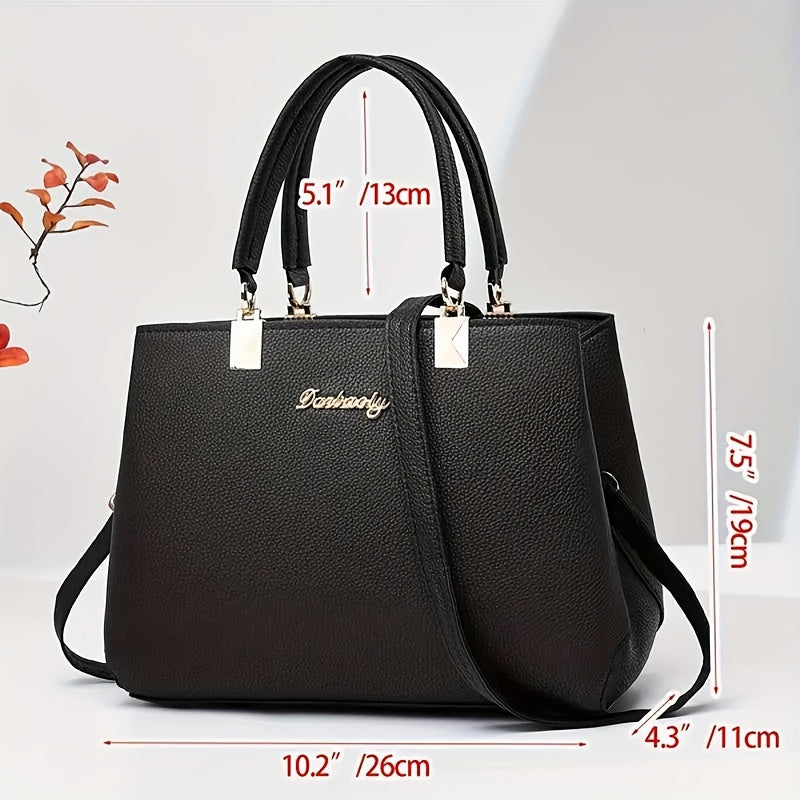 Anime Themed Women's Satchel Bag with Fixed Shoulder Straps and Zipper Closure Black