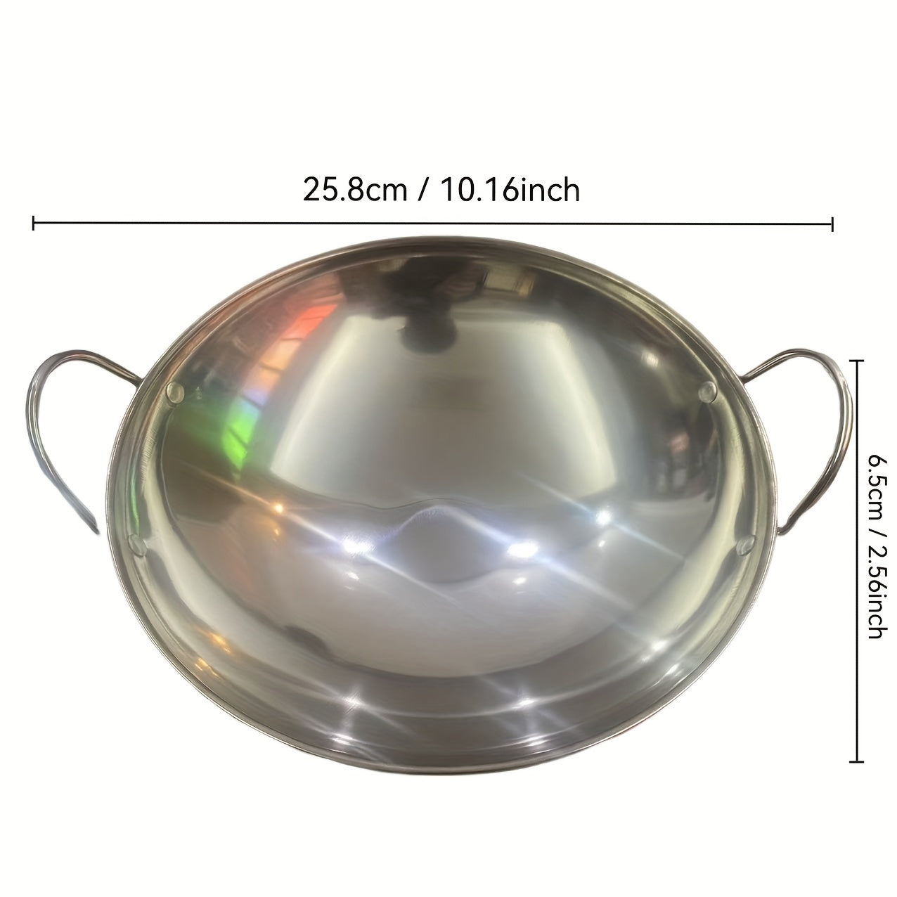 Stainless Steel Wok with Dual Handles Round Bottom for Seafood Soup Camping
