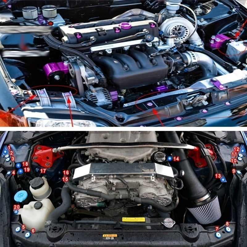 20 Pcs Aluminum M6 Fender Washer Bolts for Car License Plate Accessories