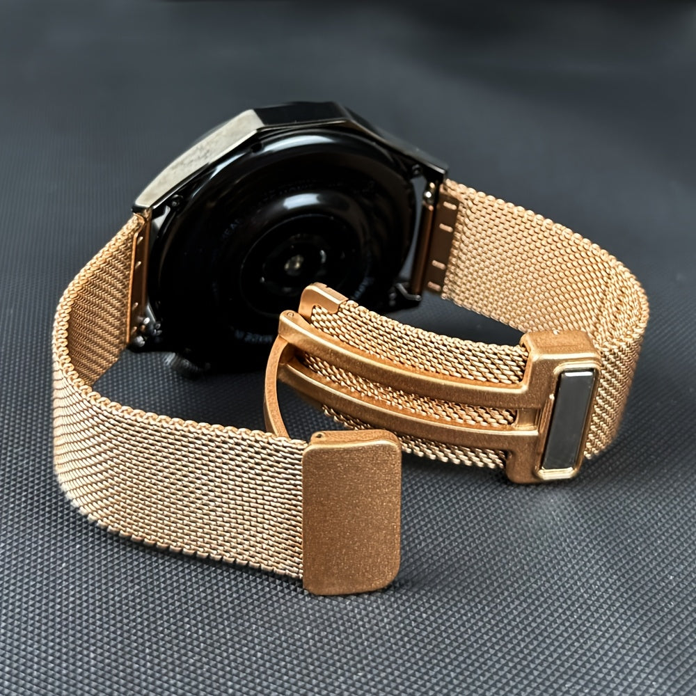 Stainless Steel Mesh Watch Strap 22mm Magnetic Snap Compatible with Samsung Galaxy Watch and Huawei Watch GT Series