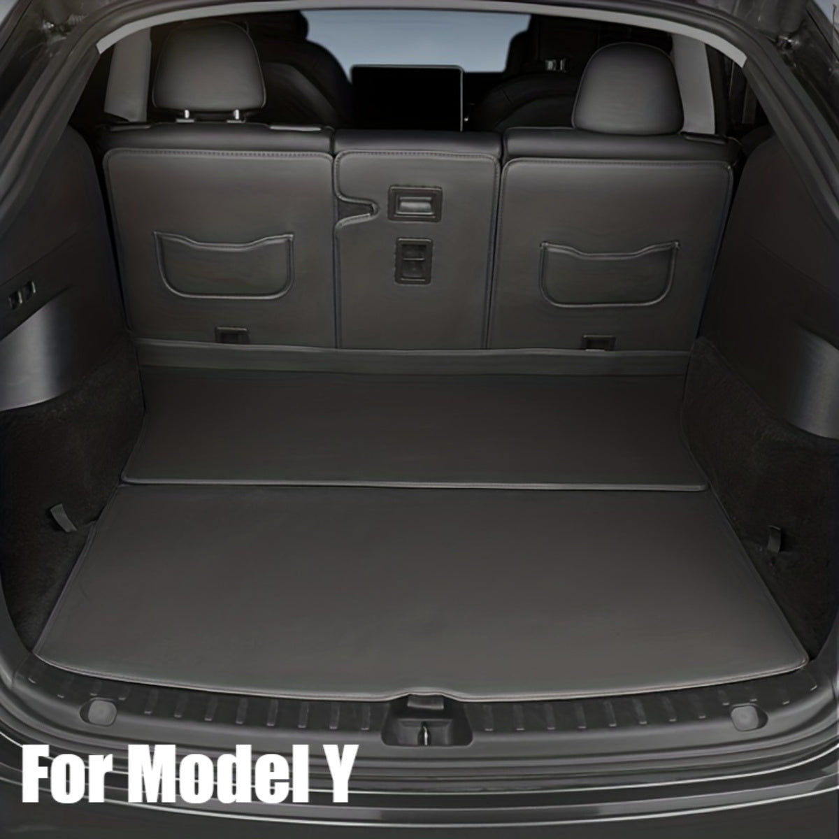Car Trunk Mat Waterproof Leather Cargo Liner for Model Y with Raised Edges