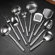 Set of 10 Stainless Steel Kitchen Utensils with Spatula Ladle Slotted Turner and More