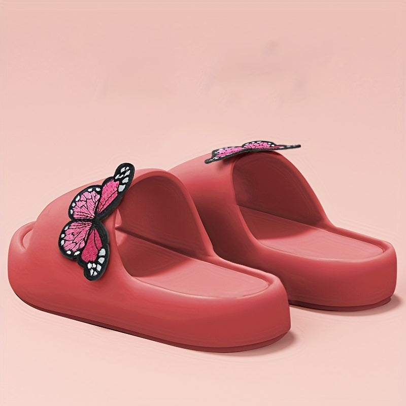 Women's Pink Butterfly Slippers Lightweight EVA Non-Slip Indoor Beach