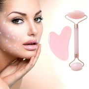 Heart-Shaped Stone Facial Massage Tool with Dual-Ended Gua Sha and Roller Fragrance-Free