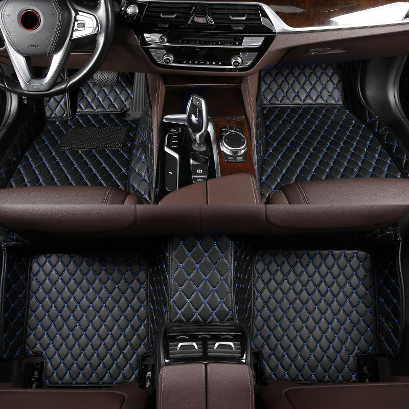 Full Coverage Car Floor Mats 3pcs PU Leather Diamond Pattern All-Weather