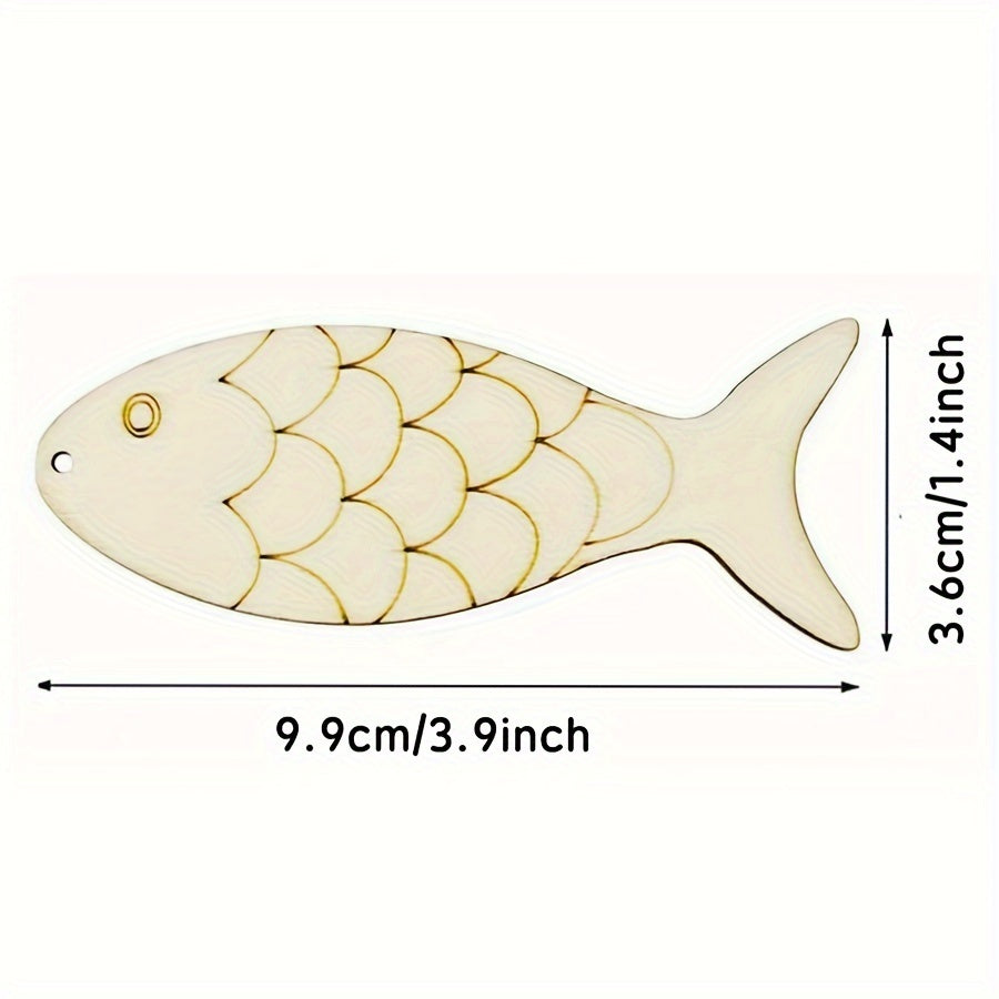 Wooden Fish Shaped Crafts for Holiday Wedding Birthday Decorations Set of 30