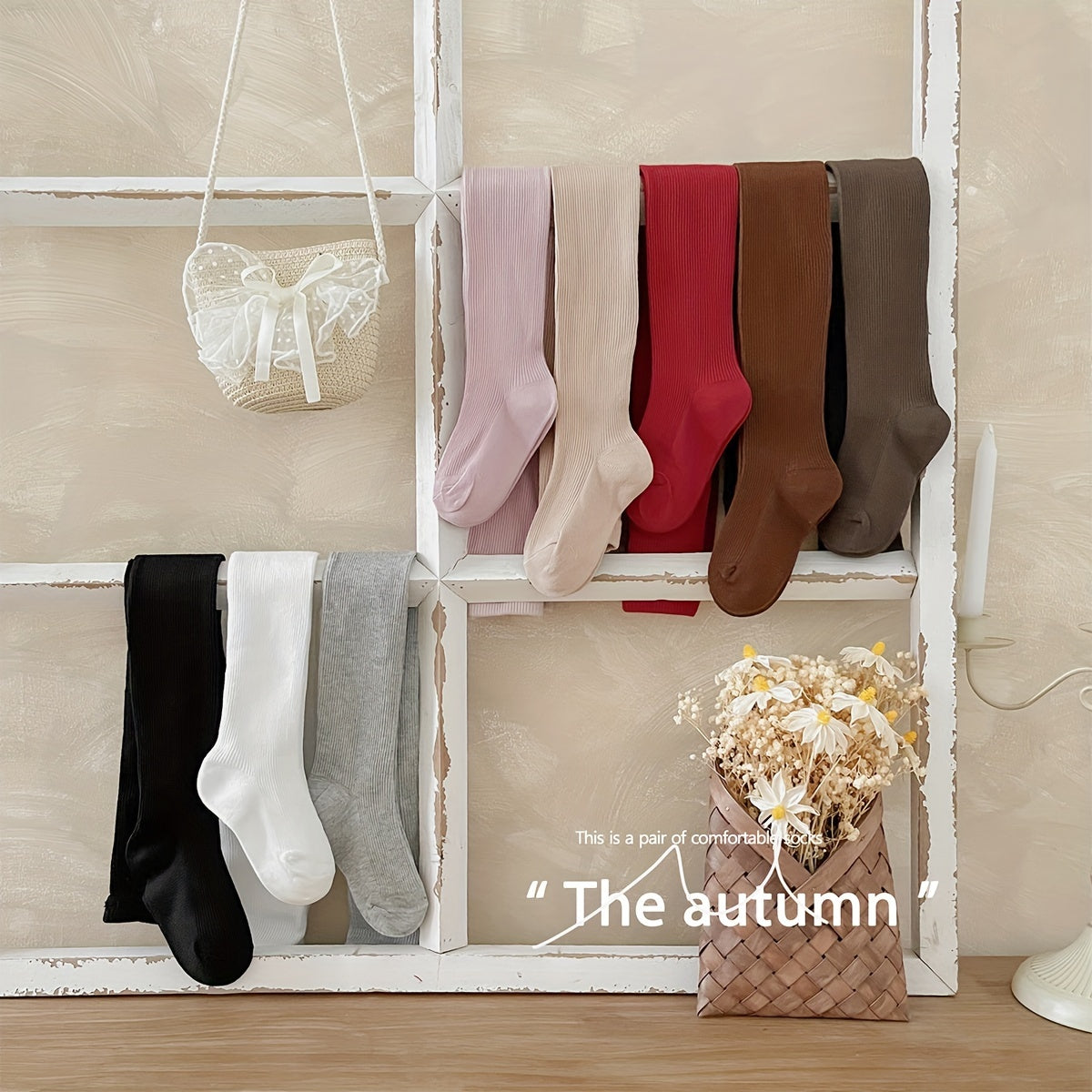 Pack de 8 medias de algodón para niños con diseño a rayas para niñas, de temporada, elásticas y lavables a mano