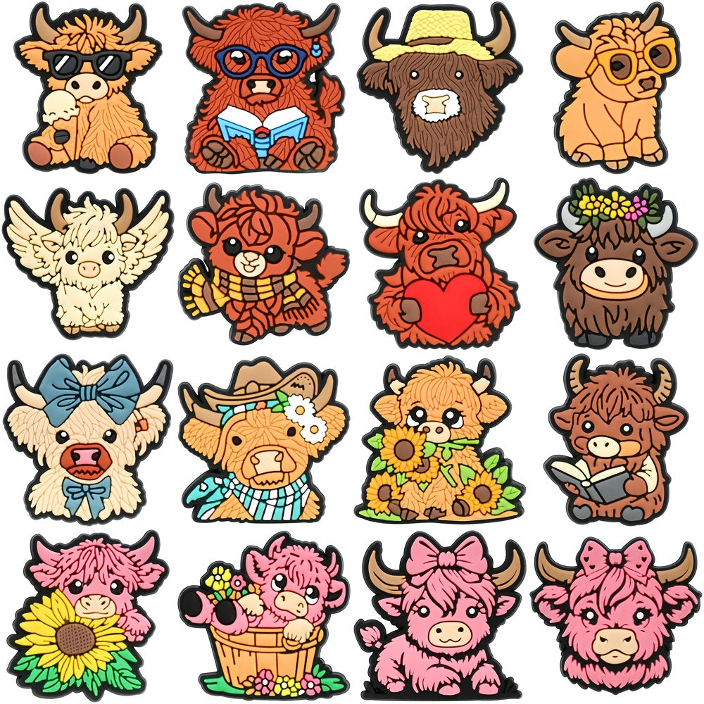 16pcs Girls Shoe Charms Set Soft Plastic Pink Calf and Cow Shoe Accessories