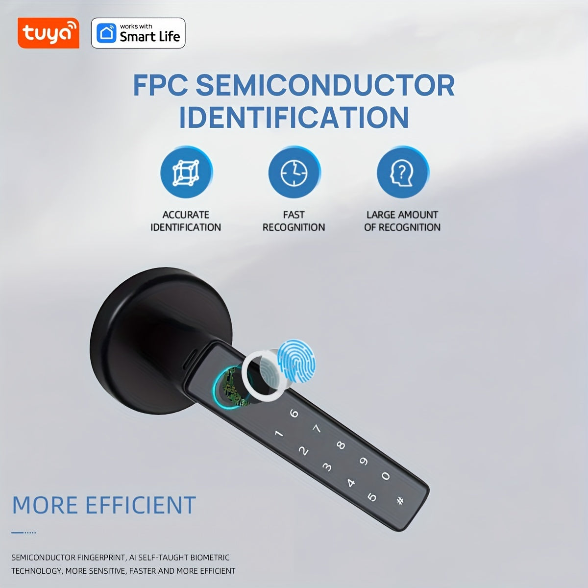 Black Wireless Smart Fingerprint Password Door Lock with US Standard and 4 Unlocking Methods