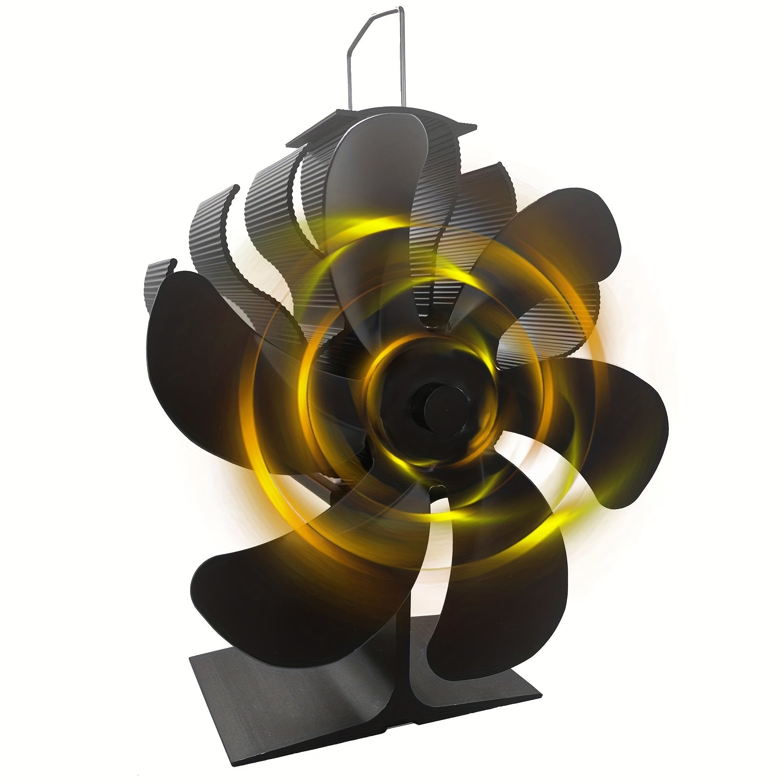 Portable Metal Fireplace Fan 6-Blade Non-Electric Air Circulator for Wood Stoves