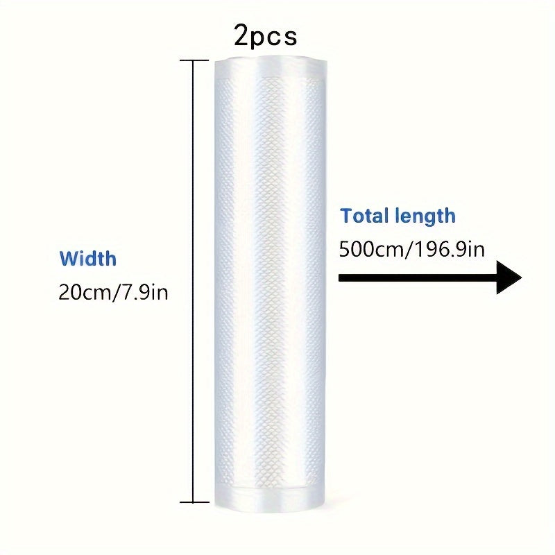 Vacuum Sealing Bags 2 Rolls Food Storage Reusable Airtight Anti-Spill