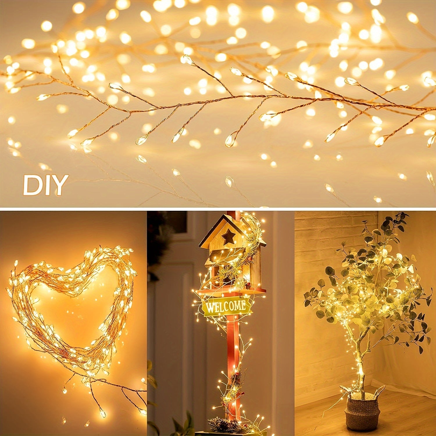 Fairy Lights LED String Lights 298.7cm 100 LEDs Firecracker Starry Effects for Ceiling Wreath Window Christmas Decor