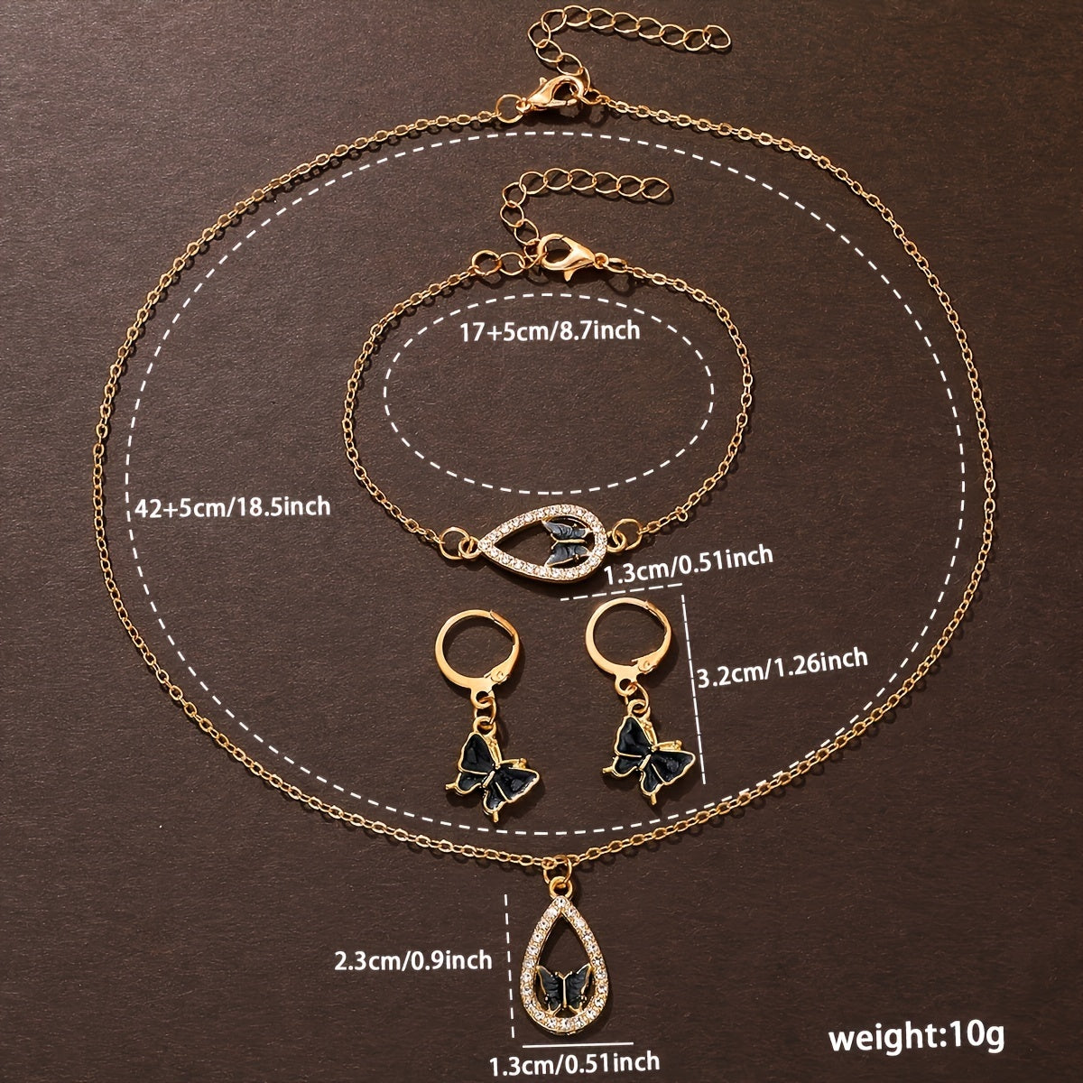 Набор из 5 женских кварцевых часов с дизайном из страз и бабочками