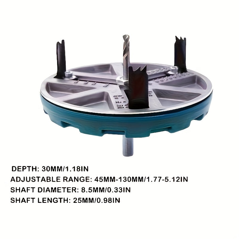 Sozlanadigan teshik pichoqlari to'plami 45-130mm yog'och, plastmassa, gipsokarton va metall uchun markaziy burg'ulash bilan