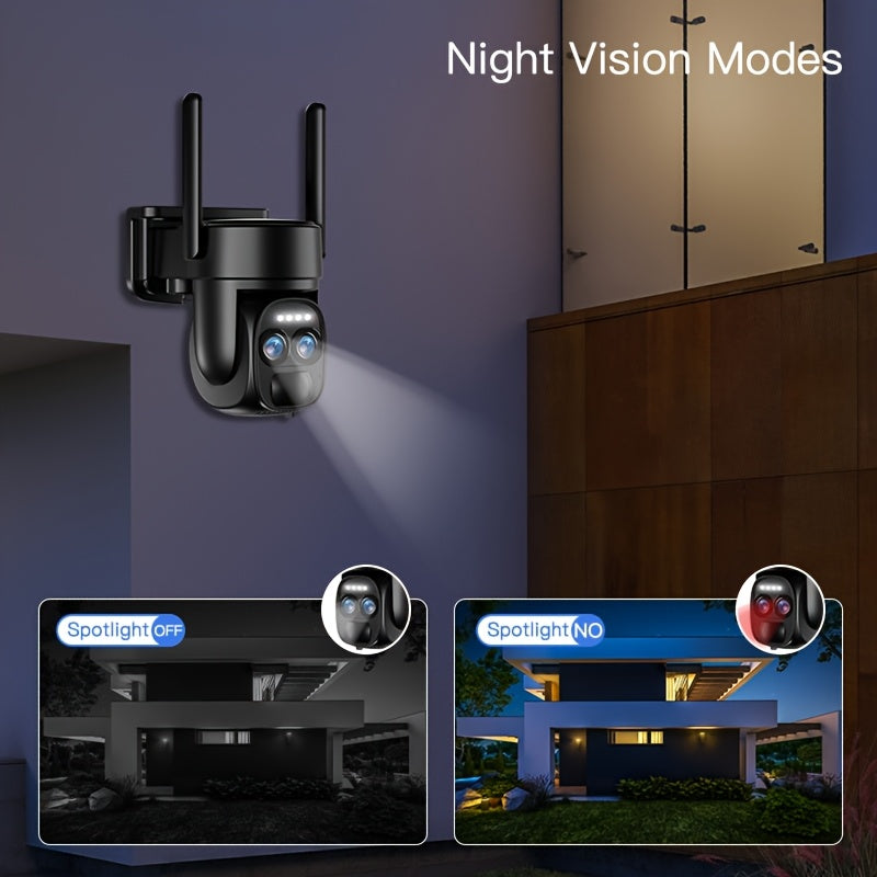 Solar Security Camera with Dual-Lens 8X Zoom 360° Pan-Tilt Weatherproof Outdoor Surveillance