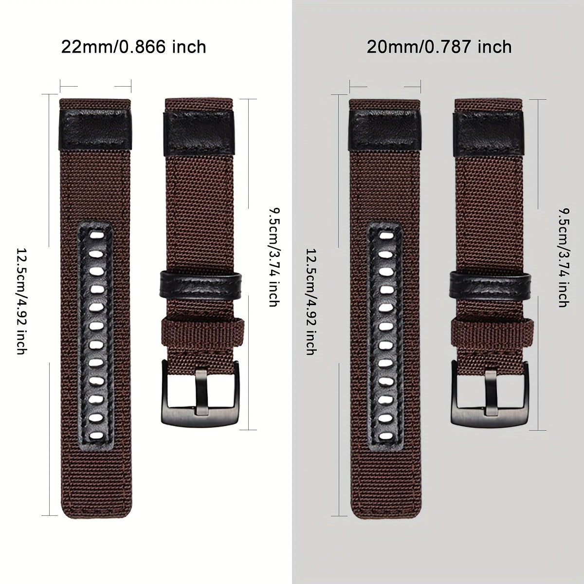 Nylon Quick Release Watch Band Canvas Fabric Strap Stainless Steel Buckle 20/22mm