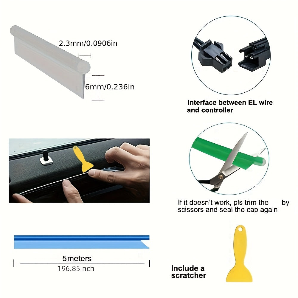 Гибкая светодиодная неоновая лента длиной 5 м, питаемая через USB, для украшения интерьера автомобиля