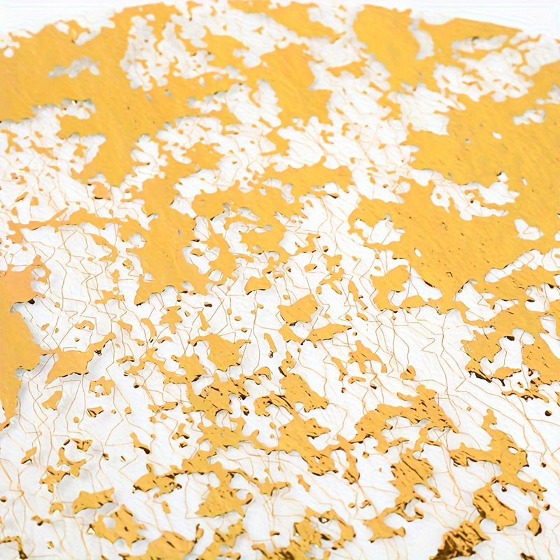 6pcs Gold Foil Round Polyester Placemats 33cm for Christmas and Special Occasions