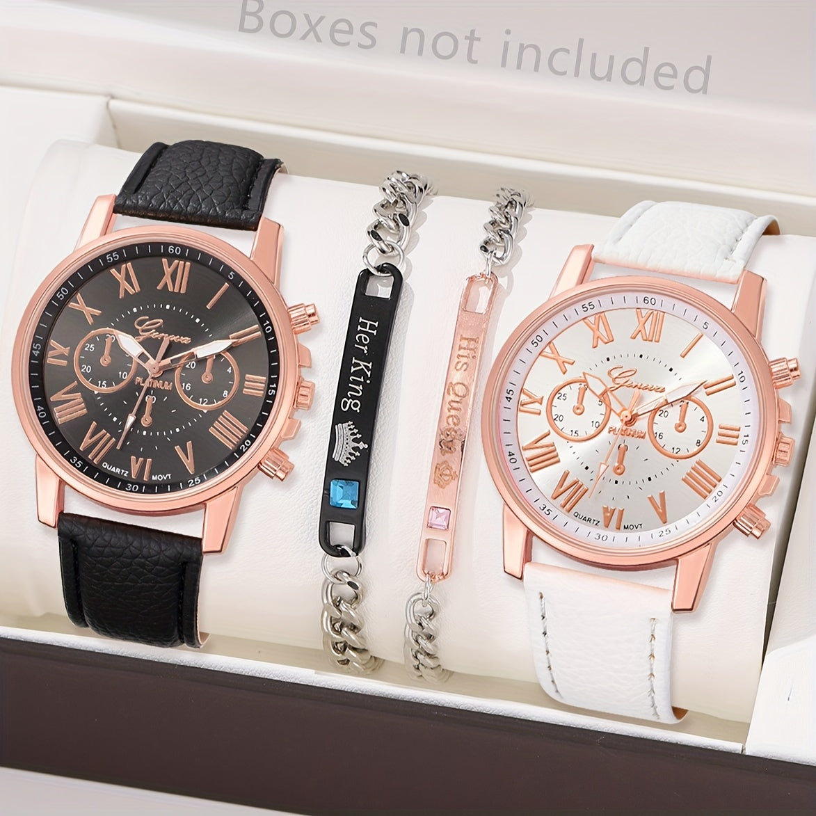 Set of 4 Women's Quartz Watches Silicone Bands Analog Durable Alloy Case