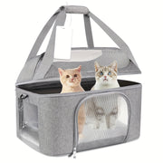 Durable Gray Polyester Pet Carrier Bag for Dogs and Cats with Zipper Closure
