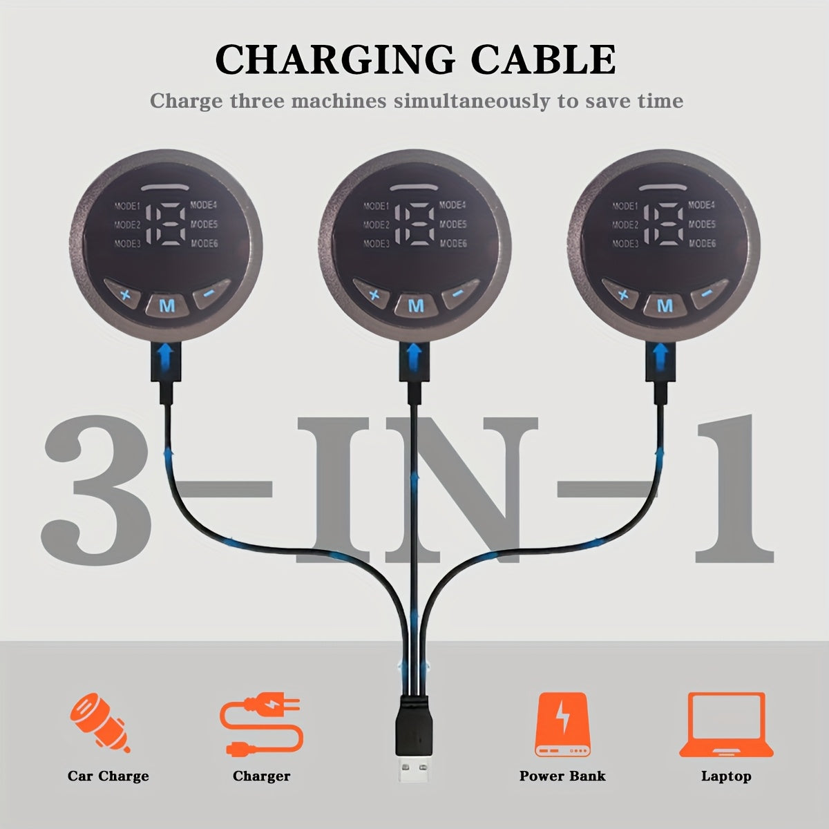 Пояс для спортивного массажа EMS, трехчастный комплект с TENS-стимулятором мышц, 6 режимов, 18 уровней интенсивности для живота, ног, рук