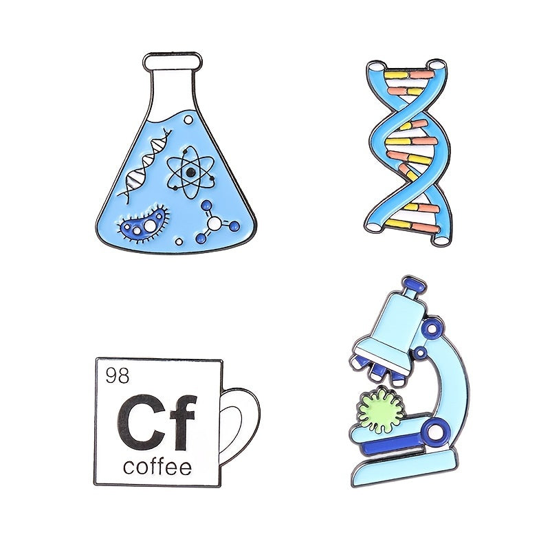Set of 4 Science Themed Gene Chain Brooches for Women Jewelry Accessories