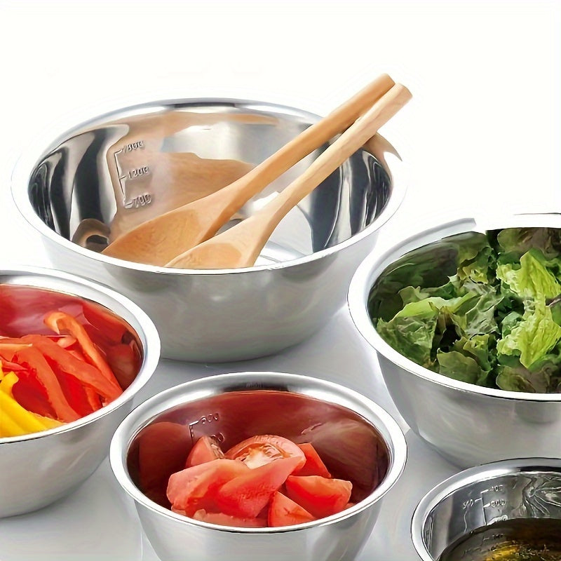 Set of 3 Stainless Steel Mixing Bowls with Scales for Cooking Baking and Meal Prep