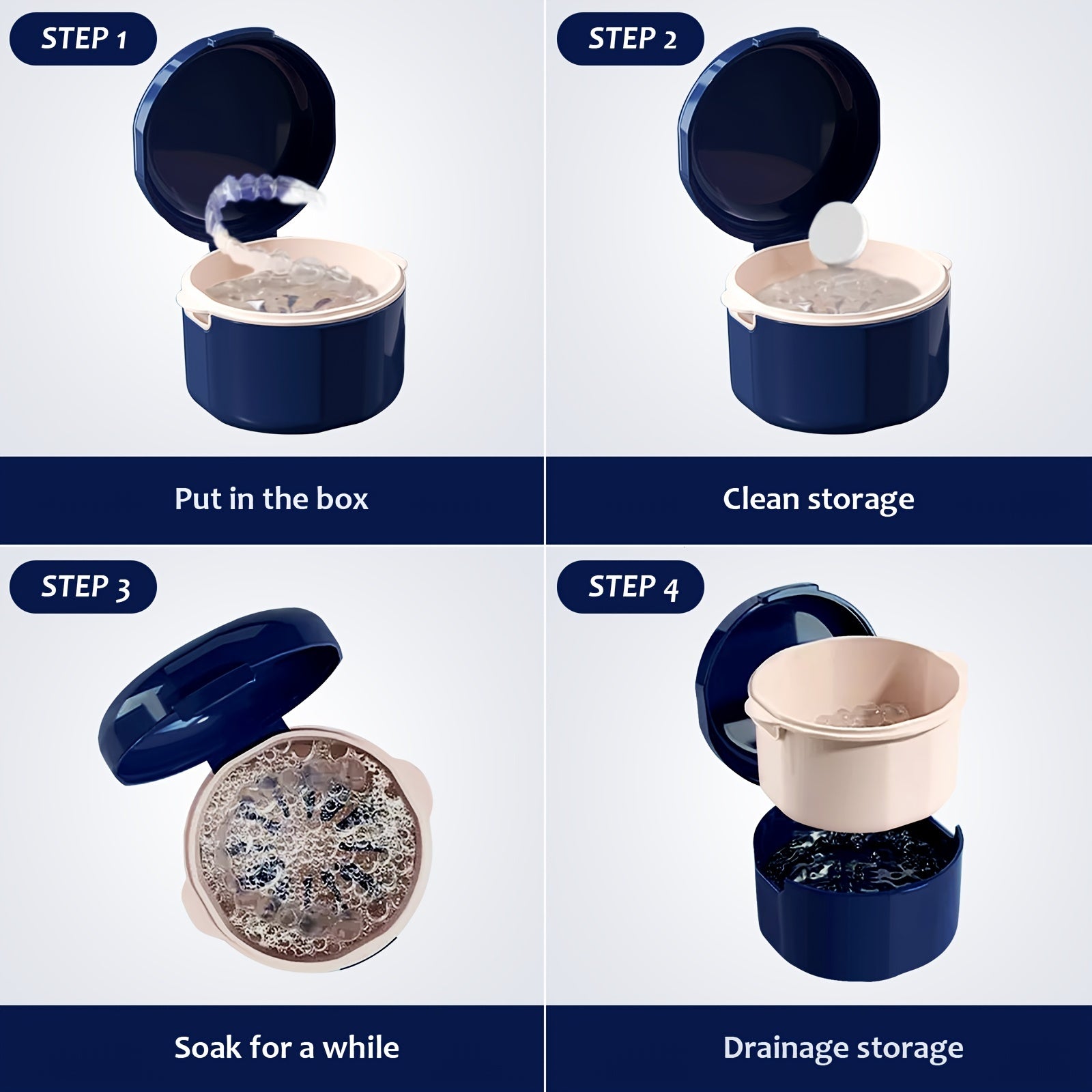 Portable Denture Case Double-Layer Drainage Travel Storage Box