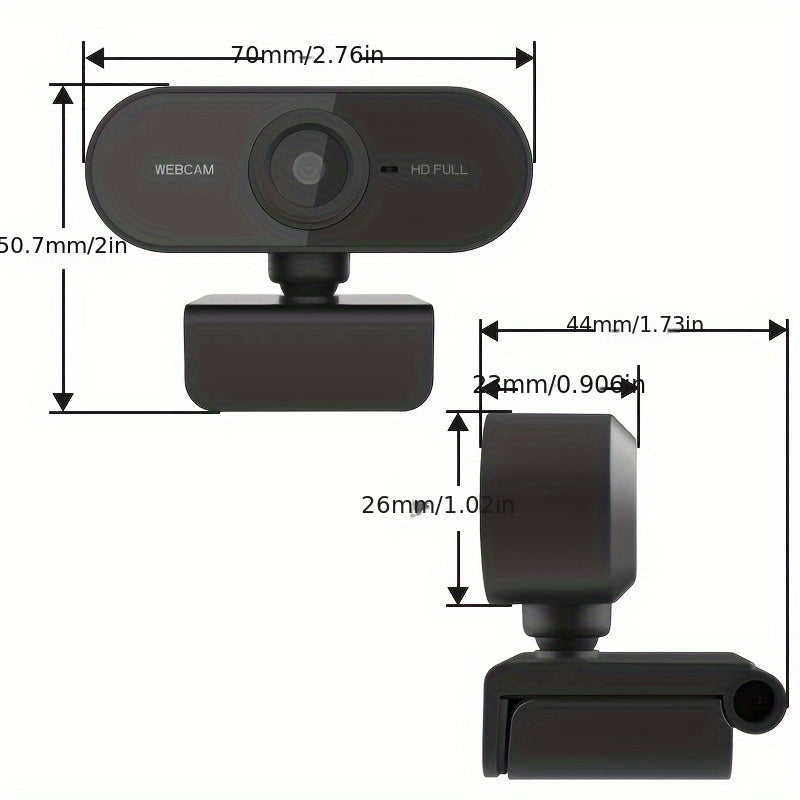 HD 1080P USB Webcam with Rotatable Fisheye Lens for PC Mac Laptop Video Conferencing