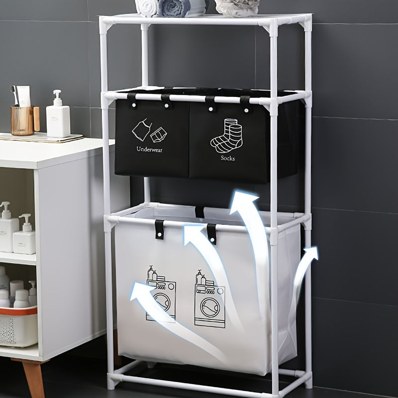 Multi-layer Laundry Storage Rack for Clothes and Baskets Bathroom Organizer