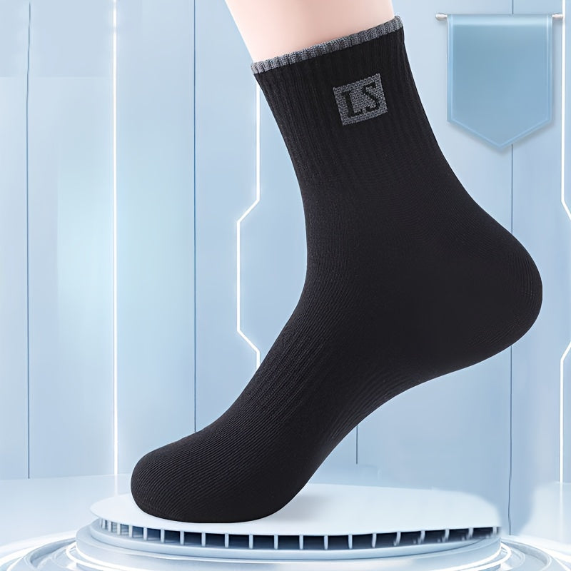 Men's Crew Socks 5 Pairs Alphabet Pattern Breathable Knit Polyester Spandex Casual Sports