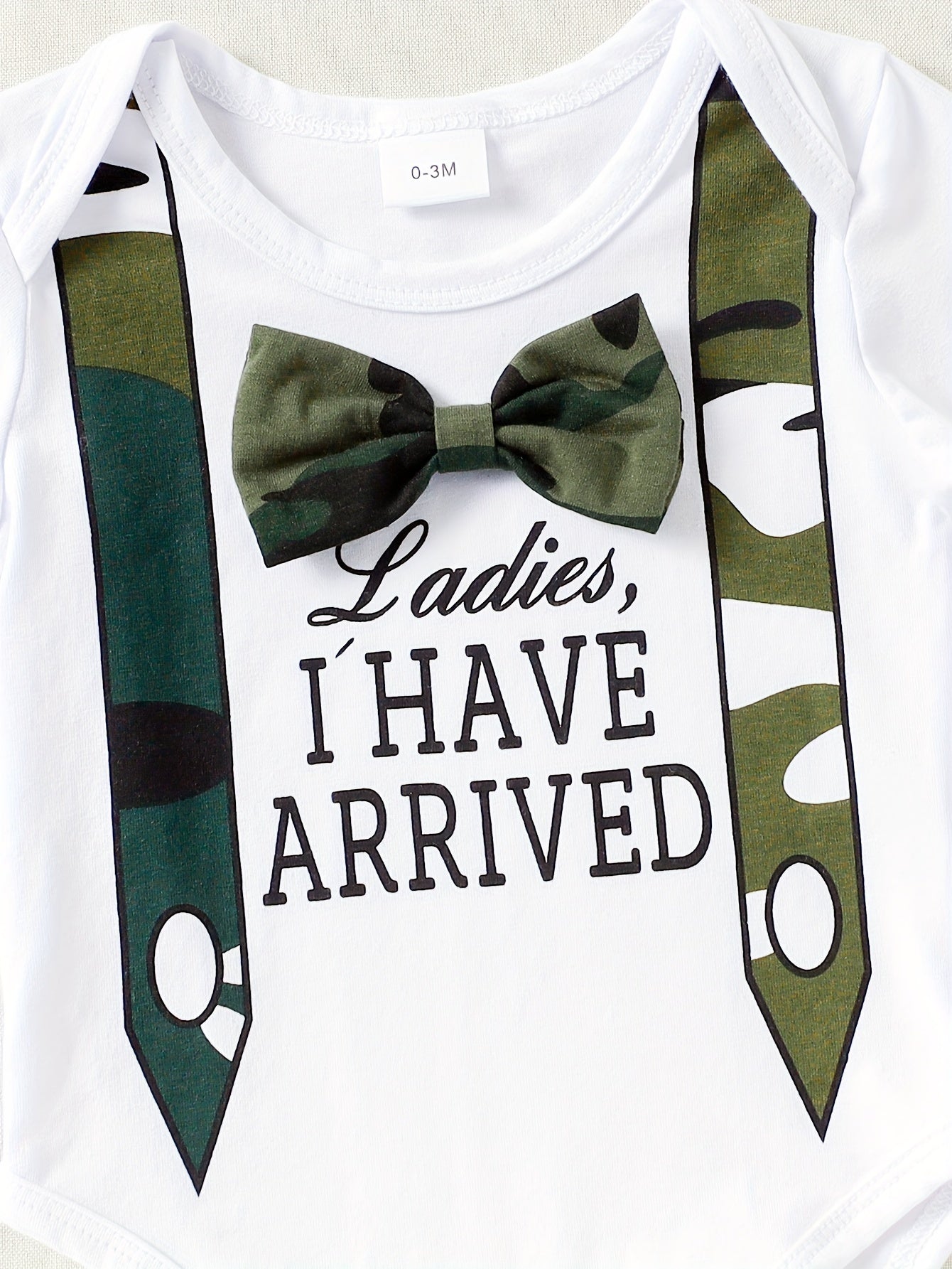 Baby Boy Clothing Set Long Sleeve Camouflage Bow Shirt Pants Hat All-Season