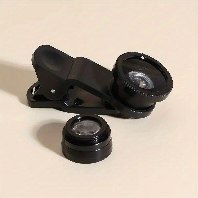 3-in-1 Smartphone Camera Lens Kit Fisheye Wide-Angle Macro Clip-On Photography