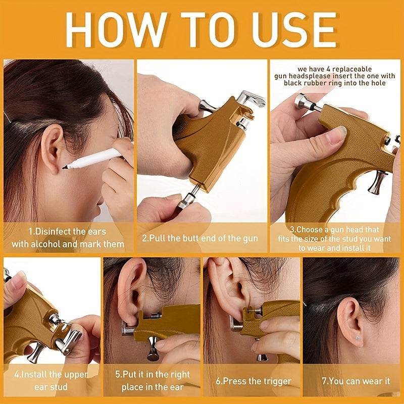 Professional Ear Piercing Kit with Piercing Gun and Studs for Salons and Home Use