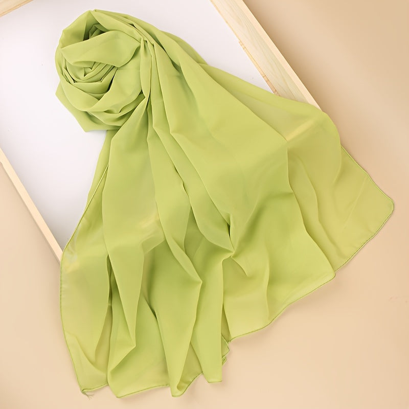 Ayollar uchun toza rangli chiffon hijab sharf, yumshoq, engil va ko‘p maqsadli bosh yopishqoq