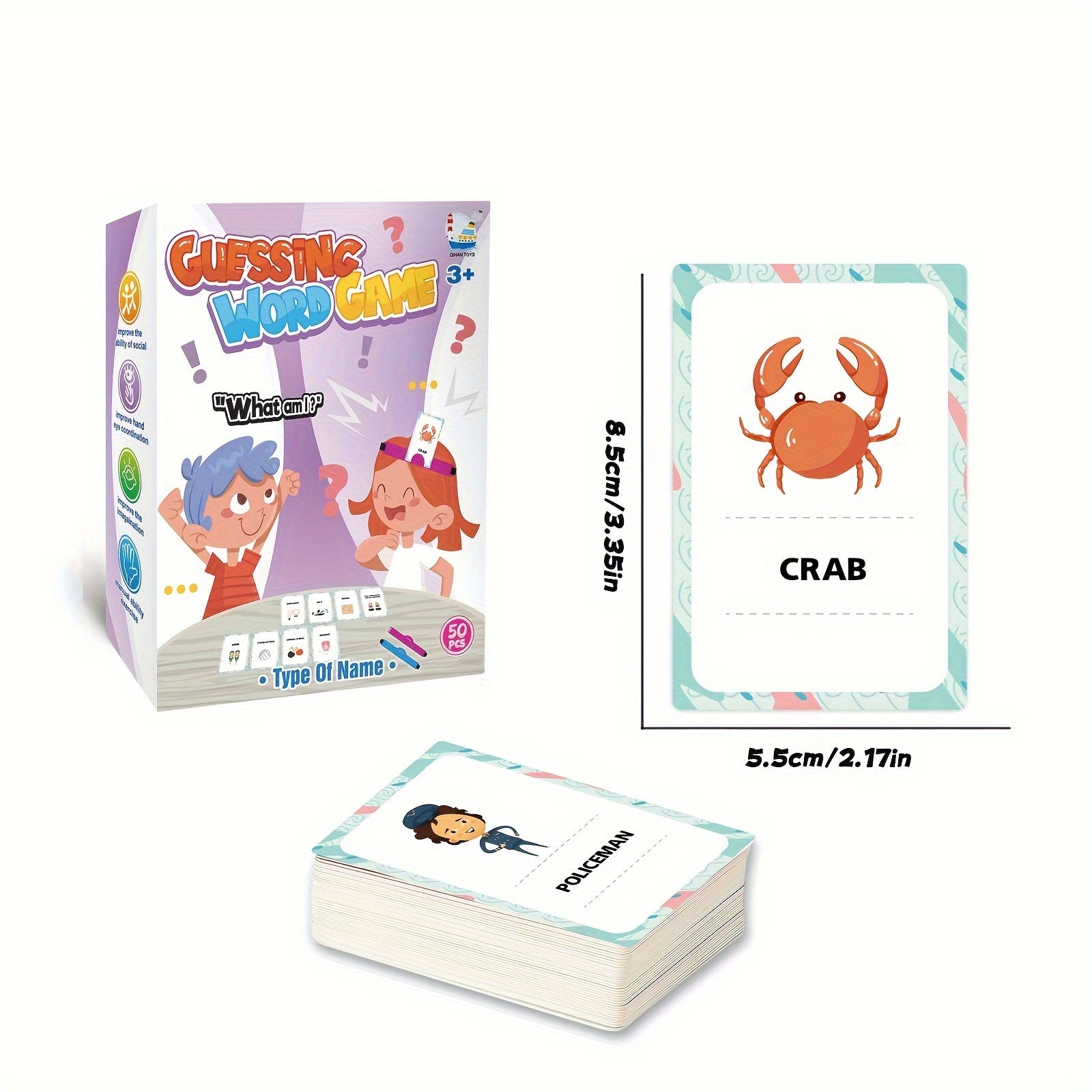 Family Guessing Card Game for Families Includes Headbands and 50 Durable Cards