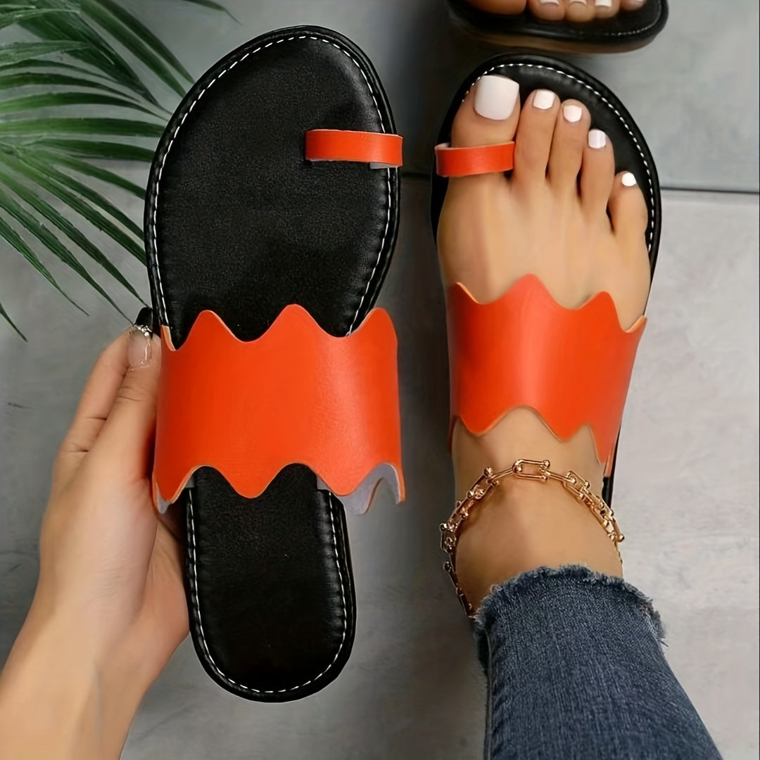 Женские легкие сандалии с петлей на пальце, открытые шлепанцы, летняя обувь