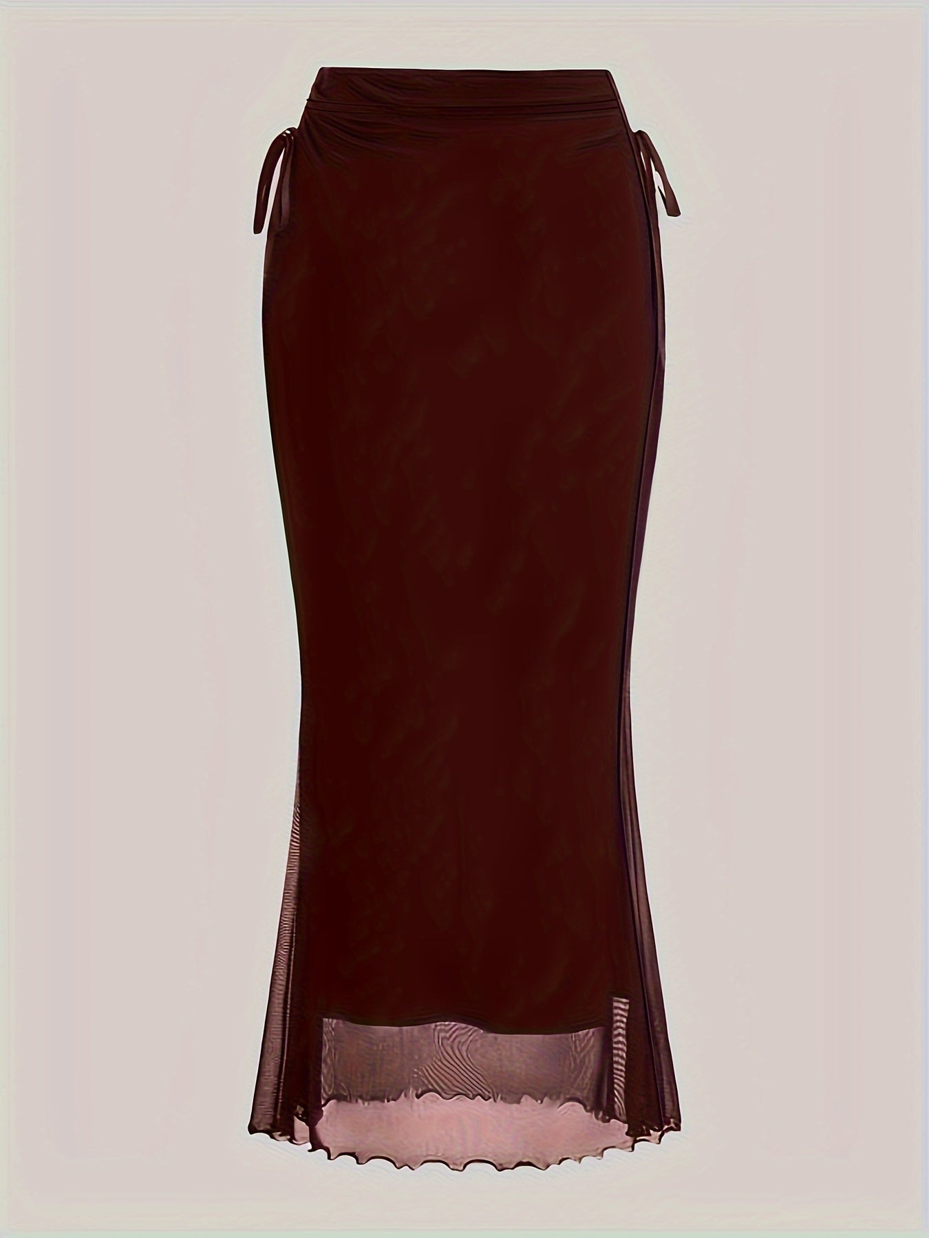 Women's High Waist Lettuce Trim Skirt with Side Tie for Spring and Fall