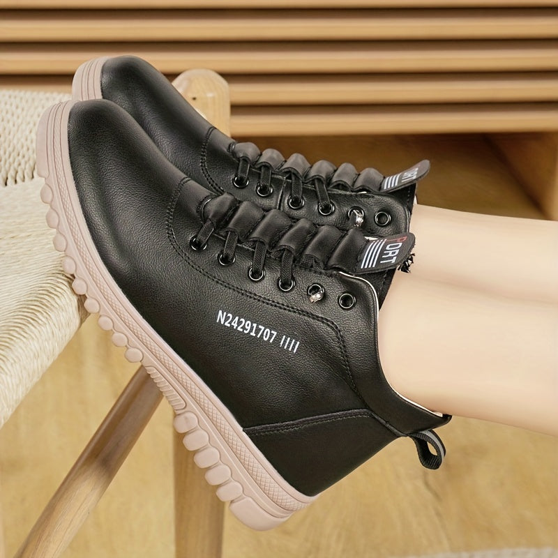 Women Ankle Boots Faux Leather Zipper Casual Solid Color Winter