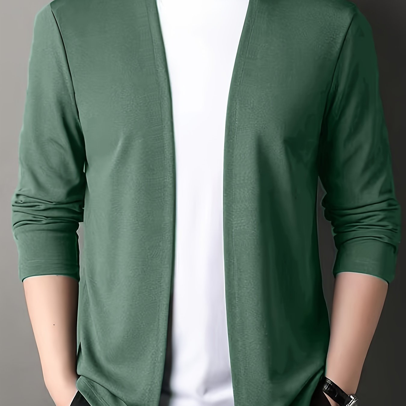 Men's Knit Cardigan Solid Color Slim Fit Spring Casual Polyester