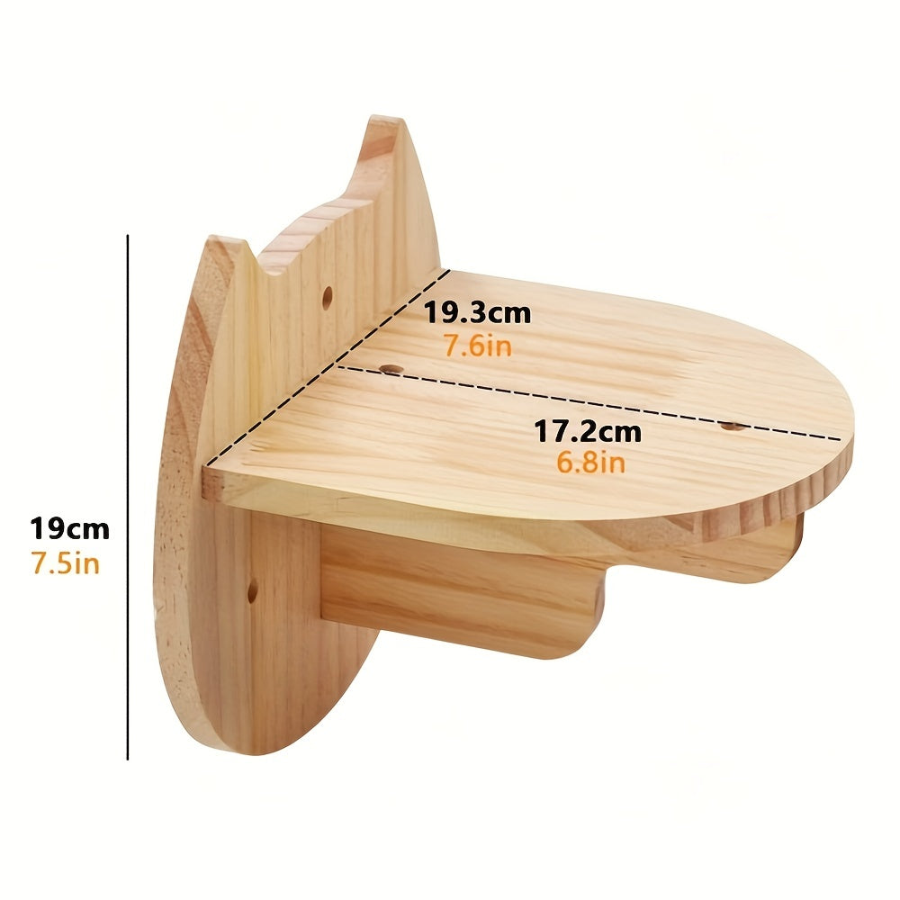 Natural Wood Cat Climbing Tower Set for Indoor Play and Exercise 3 Pieces