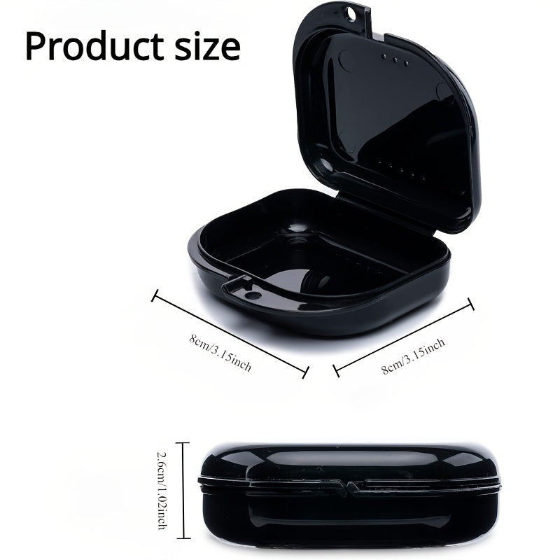 Odor-Free 6/8 Denture Case with Ventilation Holes for Clear Aligners and Night Guards in Black White Yellow Light Purple