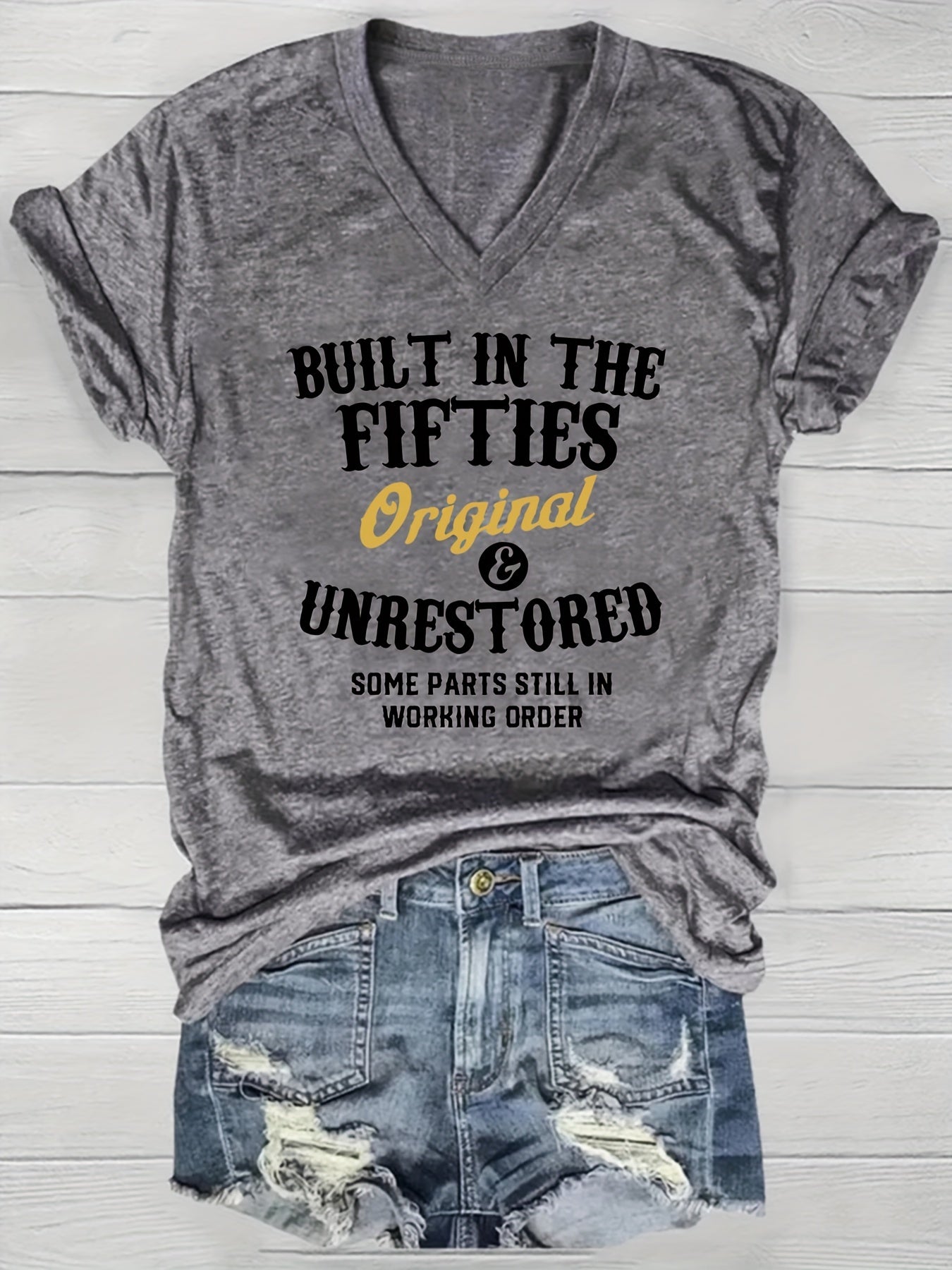 Women's Casual Cotton V-Neck T-Shirt Short Sleeve Loose Top