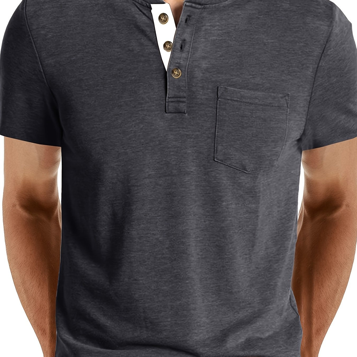 Plus Size Men's Short Sleeve Henley Shirt Lightweight Polyester Blend Spring Autumn Casual