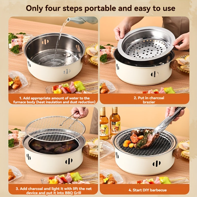 Stainless Steel BBQ Grill Set for Outdoor Cooking, Non-Stick, BPA-Free